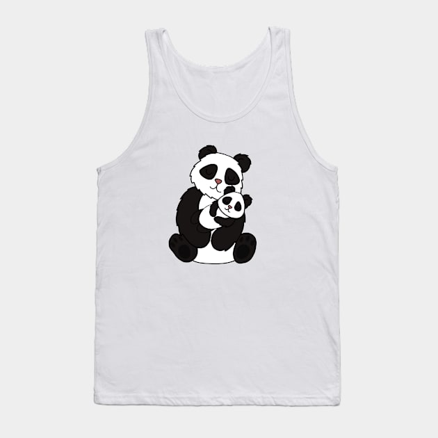 Cute Panda Bear Love Mom and Cub Tank Top by dukito